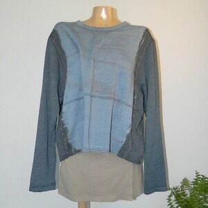 Hard Tail Forever Sweatshirt Womens L Blue Grey Mineral Wash Crew Neck NEW